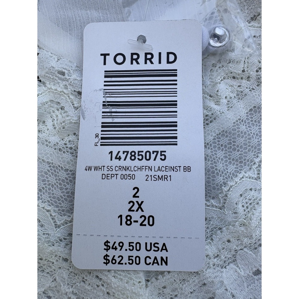 TORRID White  Top Blouse Sleeveless Flowy Lacy Feminine Tiered Sheer 2X NWT - Picture 5 of 12